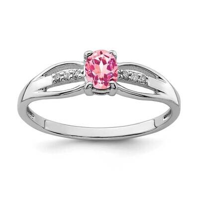 Diamond Pink Tourmaline Ring Sterling Silver Rhodium Plated QR7064OCT, MPN: QR7064OCT, 883957169361