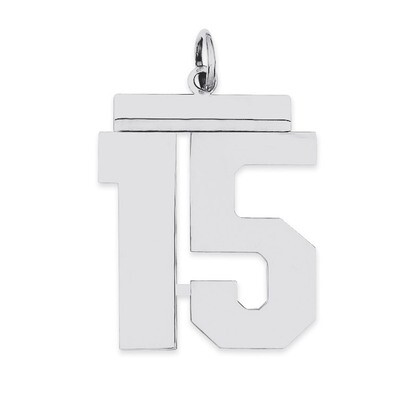Charm Number 15 Polished Sterling Silver Large QPL15, MPN: QPL15, 191101280665