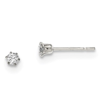 CZ Diamond Post Earrings Sterling Silver Polished QE12185, MPN: QE12185, 883957781822