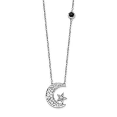 Si1/Si2, G H I, Moon Star Cr Sapph Accent Necklace 14k White Gold Lab Grown Diamond PM7977-SA-022-W…