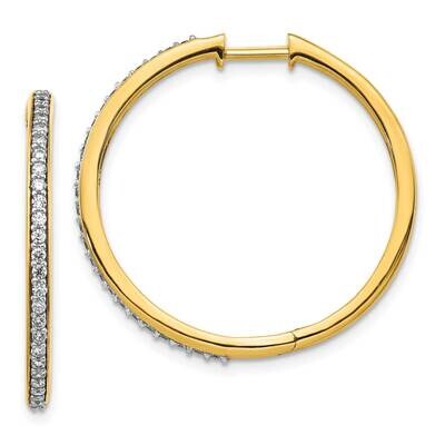 Diamond Hoop Earrings 14k Yellow Gold EM4267-050-YA, MPN: EM4267-050-YA, 883957402987