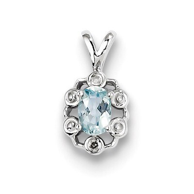 Aquamarine &amp; Diamond March Pendant Sterling Silver QBPD22MAR, MPN: QBPD22MAR, 883957478555