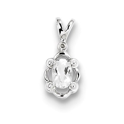 White Topaz &amp; Diamond April Pendant Sterling Silver QBPD21APR, MPN: QBPD21APR, 883957488004