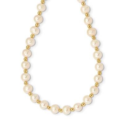 6-7mm White Near Round Freshwater Cultured Pearl Bead Necklace 14k Gold XF740-18, MPN: XF740-18, 88…