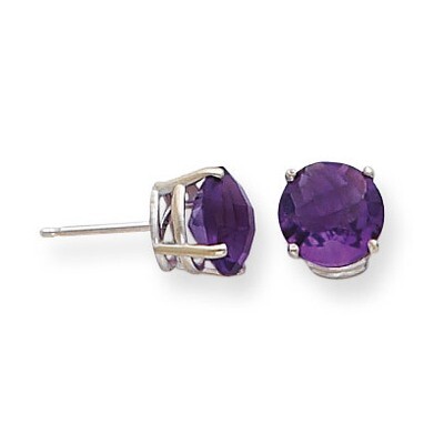 8mm Amethyst Checker Earrings 14k White Gold XE75WAC, MPN: XE75WAC, 883957098913