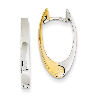V Shaped Hinged Hoop Earrings 14k Two-Tone Gold TM587, MPN: TM587, 637218099429