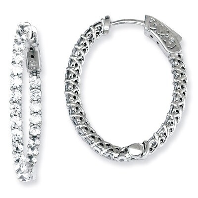 46 Stones In and Out Oval Hoop Earrings Sterling Silver with Diamonds QE7578, MPN: QE7578, 88677429…