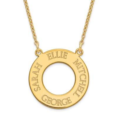 Open Circle with 4 names Gold Plated Sterling Silver XNA758GP, MPN: XNA758GP,