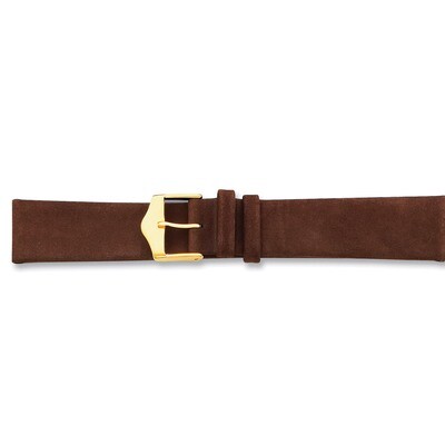 16mm Brown Suede Leather Buckle Watch Band 7.5 Inch Gold-tone BA119-16, MPN: BA119-16, 886774141107