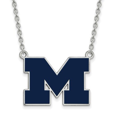 Michigan University of Large Blue Enl Pend with Necklace Sterling Silver SS060UM-18, MPN: SS060UM-1…