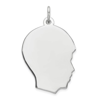 Engravable Boy Disc Charm Polish on Front Back Sterling Silver Rhodium QM358/27P, MPN: QM358/27P, 8…