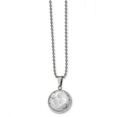 Soccer Ball (Beaded) Design with Acrylic Necklace Stainless Steel Polished SRN2292-22 by Chisel, MP…