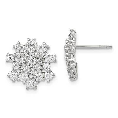 Cluster Post Earrings Sterling Silver CZ Diamond QE14628, MPN: QE14628, 883957948348