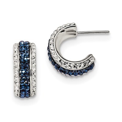 White Blue Crystal &amp; Resin Hoop Earringss Sterling Silver QE13937, MPN: QE13937, 716838211593
