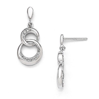 Dangle Post Earrings Sterling Silver &amp; Cubic Zirconia QMP188, MPN: QMP188, 886774297798