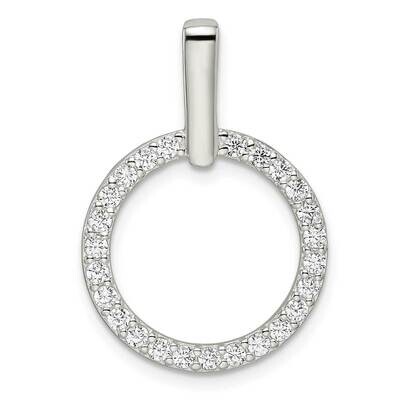 CZ Diamond Circle Pendant Sterling Silver Polished QP5446, MPN: QP5446,