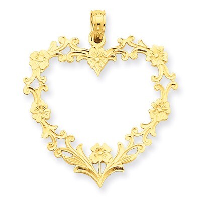 Large Floral Heart Pendant 14k Gold C2149, MPN: C2149, 637218006564