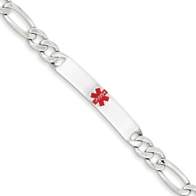 7.5 Inch Medical Figaro Anchor Link ID Bracelet Sterling Silver Polished XSM162-7.5, MPN: XSM162-7.…