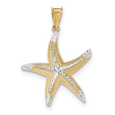 Diamond -cut Polished Starfish Pendant 14k Gold &amp; Rhodium K5817, MPN: K5817, 191101366758