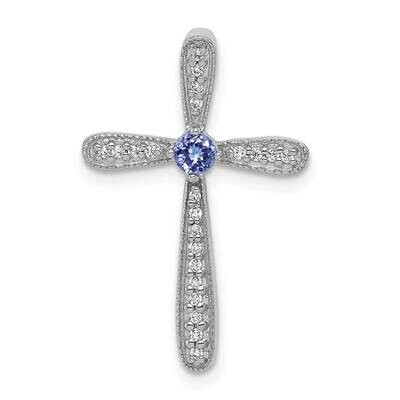 Tanzanite Cross Pendant 14k White Gold Diamond PM5236-TZ-010-WA, MPN: PM5236-TZ-010-WA, 883957307077