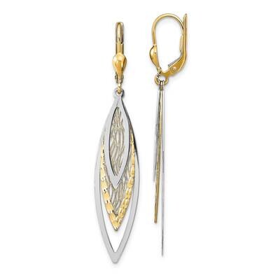Leslie&#39;s Leverback Earrings 14k Two-tone Gold Polished Diamond-cut HB-LE2052, MPN: LE2052, 19110173…