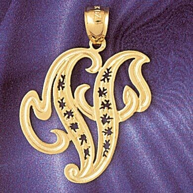 Dazzlers Jewelry Initial V Pendant Necklace Charm Bracelet in Yellow, White or Rose Gold 9563v, MPN…