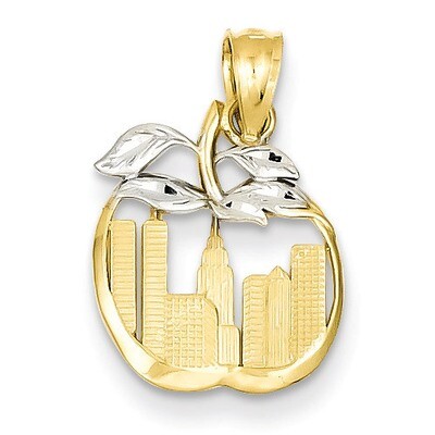 Cut-out New York Skyline in Apple Pendant 14K Gold &amp; Rhodium YC498, MPN: YC498, 886774617787