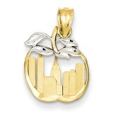 Cut-out New York Skyline in Apple Pendant 14K Gold &amp; Rhodium YC498, MPN: YC498, 886774617787