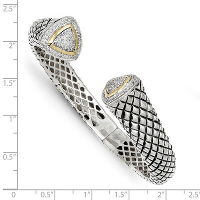 1/2ct. Diamond Hinged Cuff Bracelet Sterling Silver &amp; 14k Gold QTC115, MPN: QTC115, 742323118382
