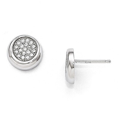 Circle Post Earrings Sterling Silver &amp; Cubic Zirconia QMP205, MPN: QMP205, 191101277559