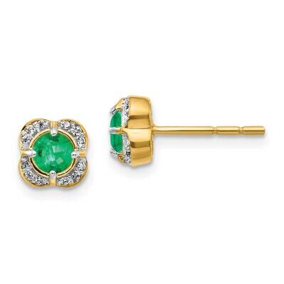 Emerald Fancy Earrings 14k Gold Diamond EM3923-EM-009-YA, MPN: EM3923-EM-009-YA, 191101836633