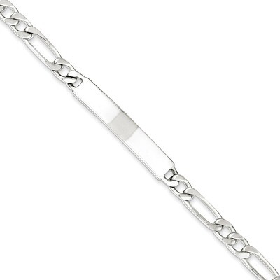 7 Inch Engravable Figaro Link ID Bracelet Sterling Silver Polished QID107-7, MPN: QID107-7, 8839575…