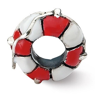 Enameled Life Preserver Bead - Sterling Silver QRS1858, MPN: QRS1858, 883957310572