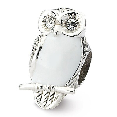 Enameled Wise Owl Bead - Sterling Silver QRS1926, MPN: QRS1926, 883957311227