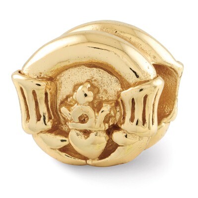 Gold-plated Claddagh Bead - Sterling Silver QRS1259GP, MPN: QRS1259GP, 883957367415