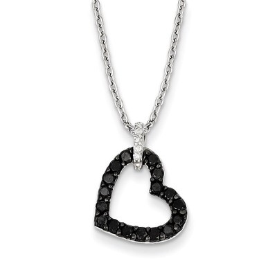 Black &amp; White Diamond Pendant Necklace Sterling Silver QP2162, MPN: QP2162, 886774189529