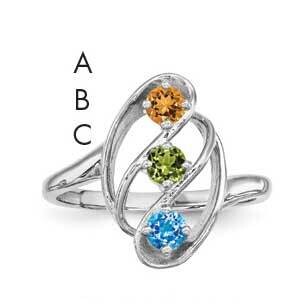 Synthetic 3 Stone Mother&#39;s Ring Sterling Silver Rhodium-plated XMR3/3SS-10, MPN: XMR3/3SS-10, 88395…