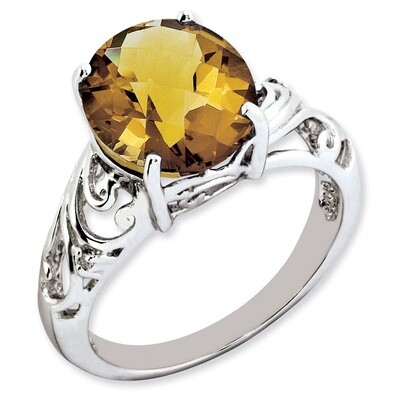 Oval Whiskey Quartz &amp; Diamond Ring Sterling Silver QR3190WQ, MPN: QR3190WQ, 886774199580