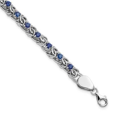 Blue Glass Flat Link 7.5 Inch Bracelet Sterling Silver Rhodium-Plated Polished QG5928-7.5, MPN: QG5…