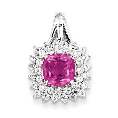 White Topaz &amp; Pink Tourmaline Square Pendant Sterling Silver QP3056PT, MPN: QP3056PT, 883957016139
