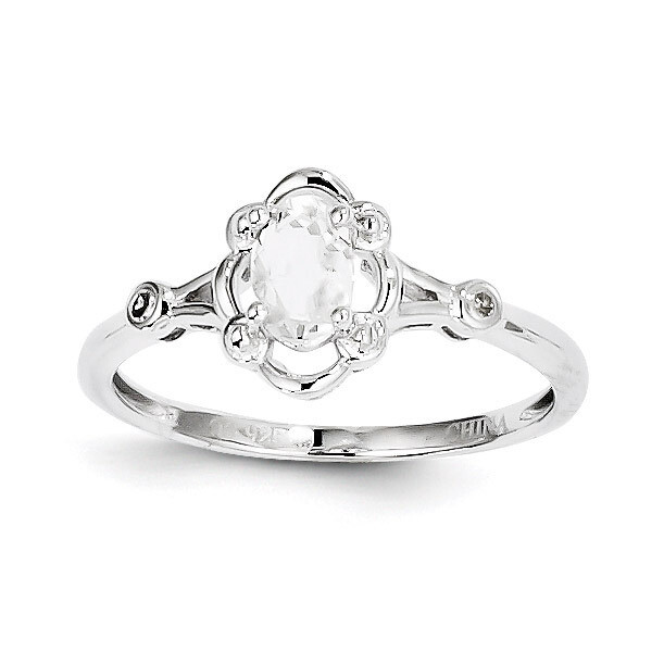 White Topaz &amp; Diamond Ring Sterling Silver QBR21APR, MPN: QBR21APR, 883957354163