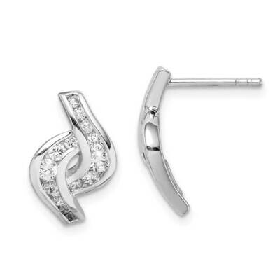 Post Earrings Sterling Silver Rhodium-plated CZ Diamond QE14239, MPN: QE14239, 883957813776