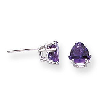 6mm Trillion Amethyst Earrings 14k White Gold XE94WAM, MPN: XE94WAM, 883957109886