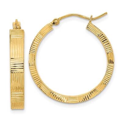 Patterned Hoop Earrings 14k Gold Polished TF2063, MPN: TF2063, 883957988191