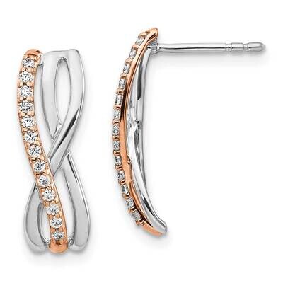 Diamond Fancy Earrings 14k Rose &amp; White Gold EM3858-020-RWA, MPN: EM3858-020-RWA, 883957258348