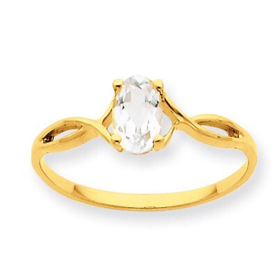 Polished Geniune White Topaz Birthstone Ring 10k Gold 10XBR229, MPN: 10XBR229, 191101091919