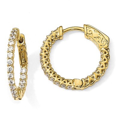 Yellow-Plated CZ In &amp; Out Hoop Earrings Sterling Silver QE12988Y, MPN: QE12988Y, 886774023816