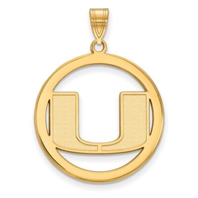 University of Miami L Pendant in Circle Gold-plated Silver GP034UMF, MPN: GP034UMF, 886774936956