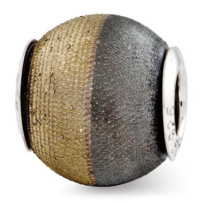 Gold-plated Laser Etched and Black Matte Bead - Sterling Silver QRS2830, MPN: QRS2830, 883957577524
