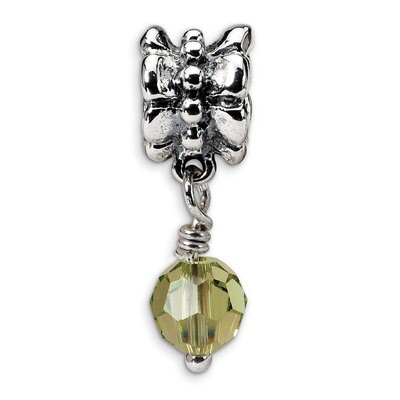 Green Swarovski Elements Dangle Bead - Sterling Silver QRS539, MPN: QRS539, 883957724508